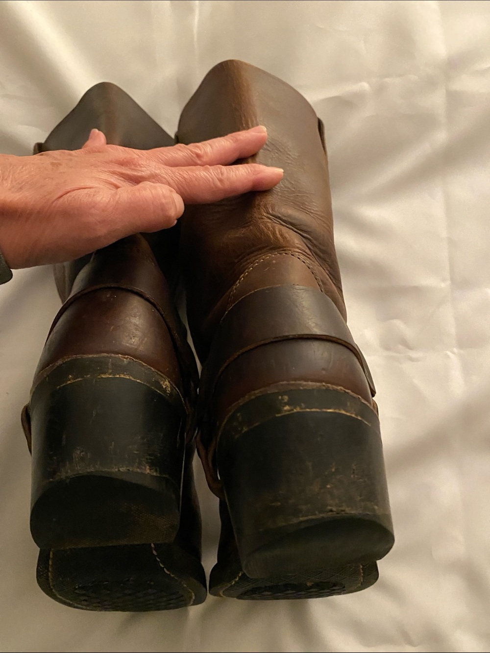 Frye Brown Leather Harness Moto Boots - Picture 5 of 10